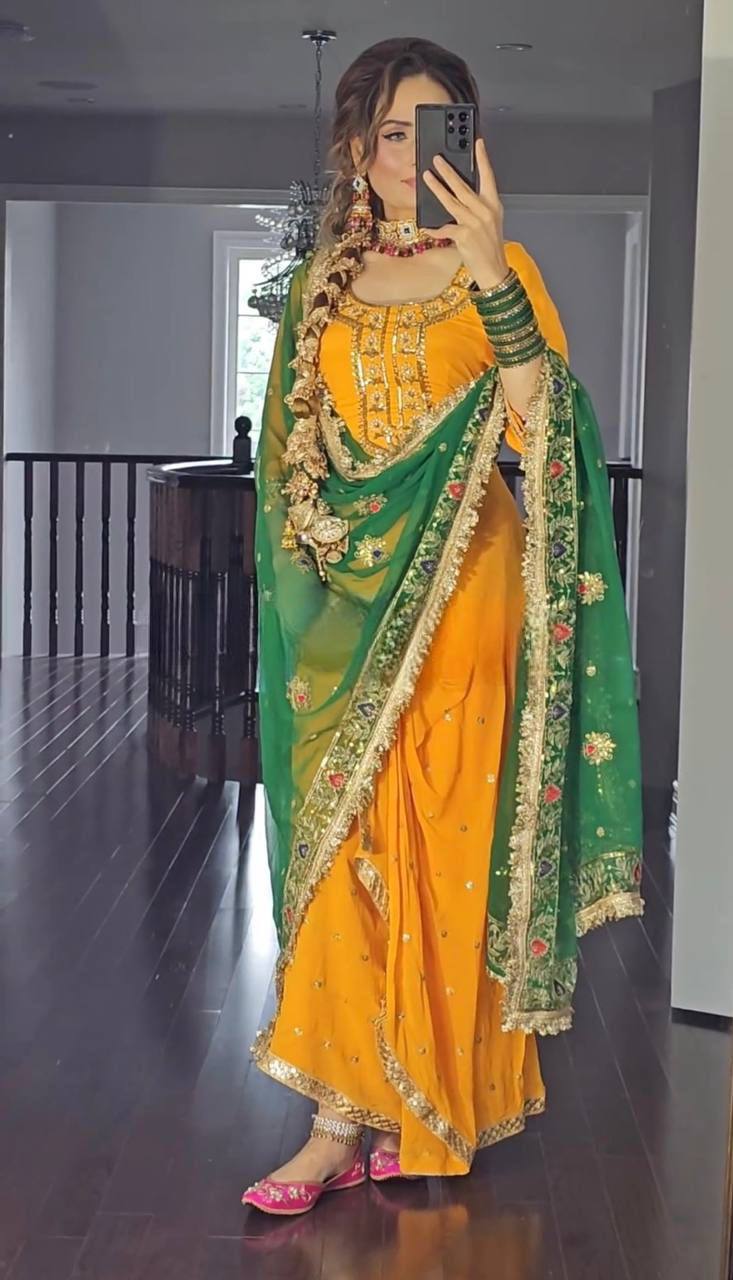 New Designer Party Wear Look Top ,Dhoti Skirt and Dupatta