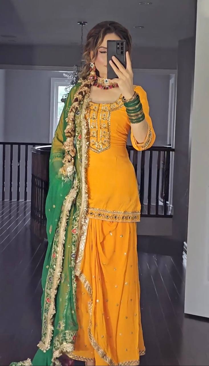 New Designer Party Wear Look Top ,Dhoti Skirt and Dupatta