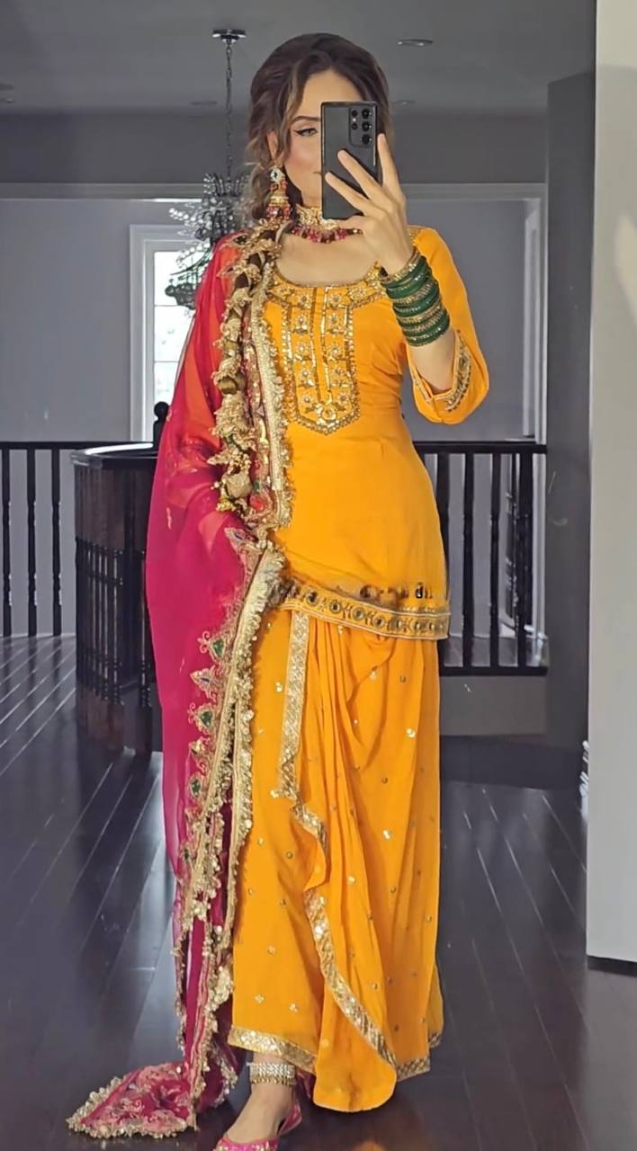 New Designer Party Wear Look Top ,Dhoti Skirt and Dupatta