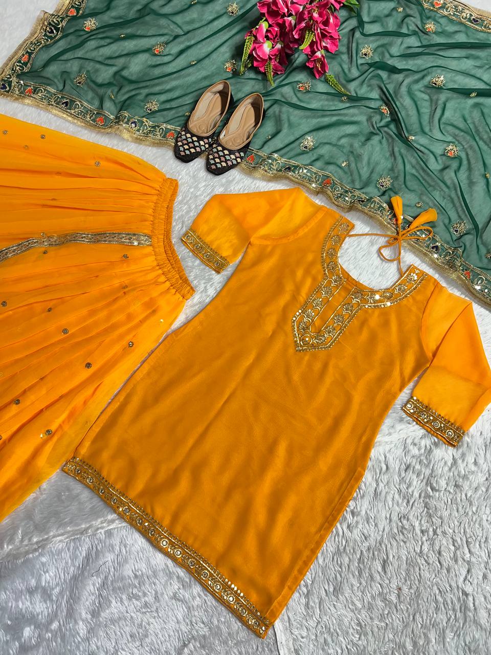 New Designer Party Wear Look Top ,Dhoti Skirt and Dupatta