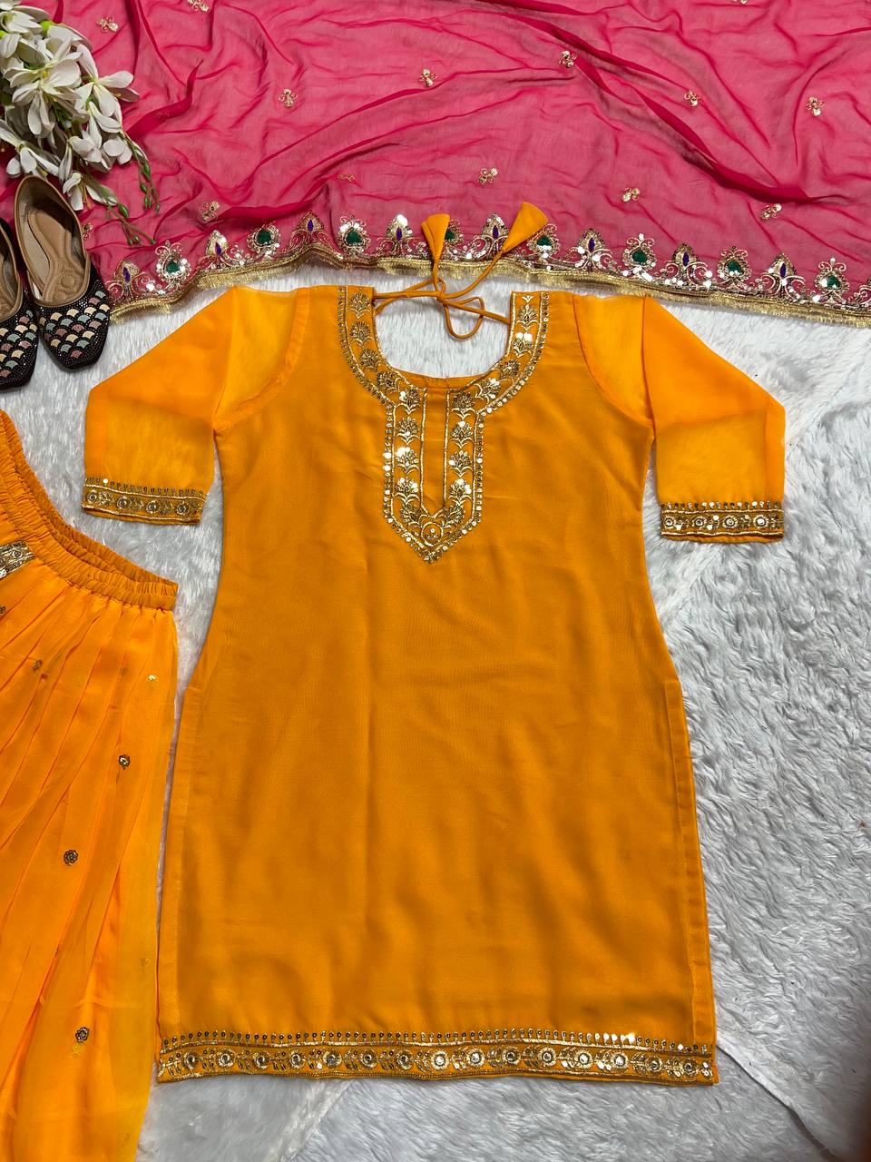 New Designer Party Wear Look Top ,Dhoti Skirt and Dupatta