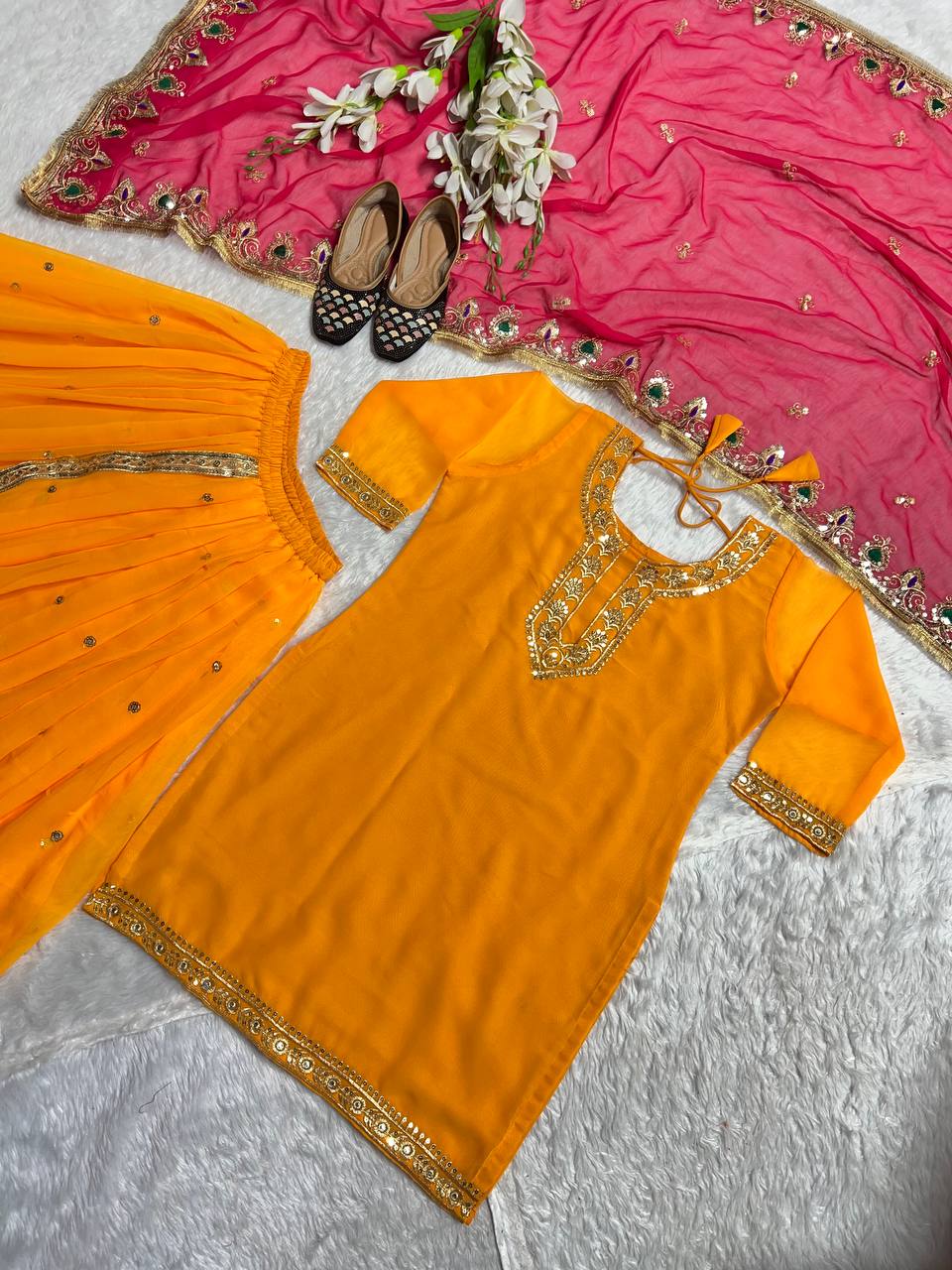 New Designer Party Wear Look Top ,Dhoti Skirt and Dupatta