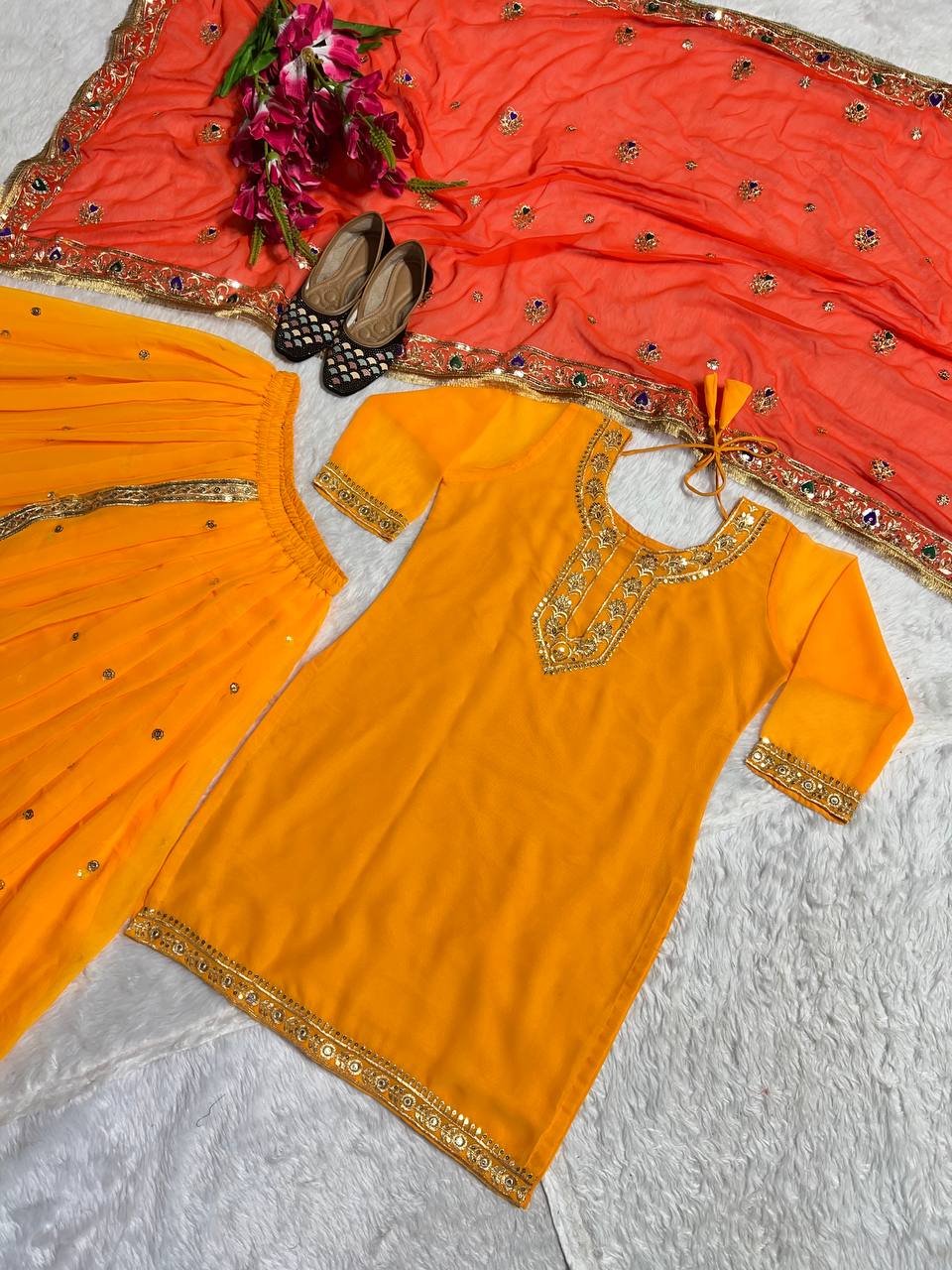 New Designer Party Wear Look Top ,Dhoti Skirt and Dupatta