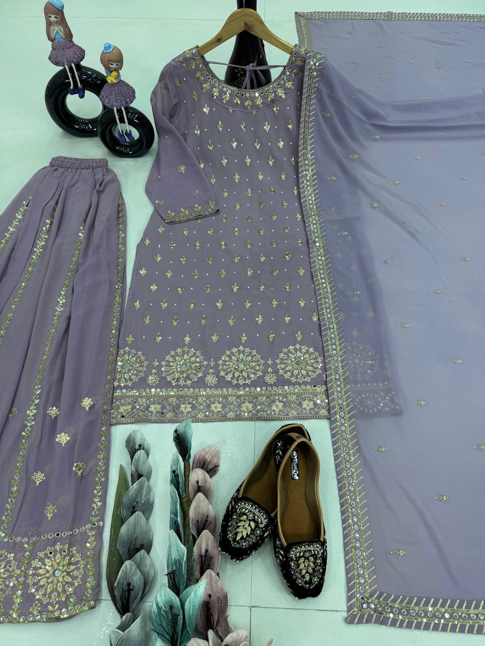 HEAVY FUAX GEORGEET 3 PIS SUIT PARTY WEAR COLLECTION*