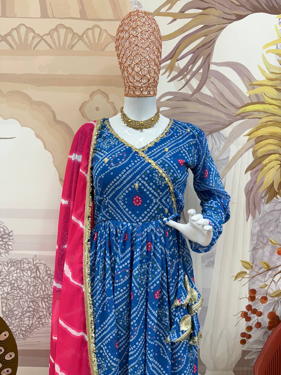 ANARKALI SET SUPERHIT TRENDING 3 PIECES GOWN, PENT & DUPATTA SET WITH EMBROIDERED NACK & DUPATTA ON FAUX GEORGETTE FABRIC