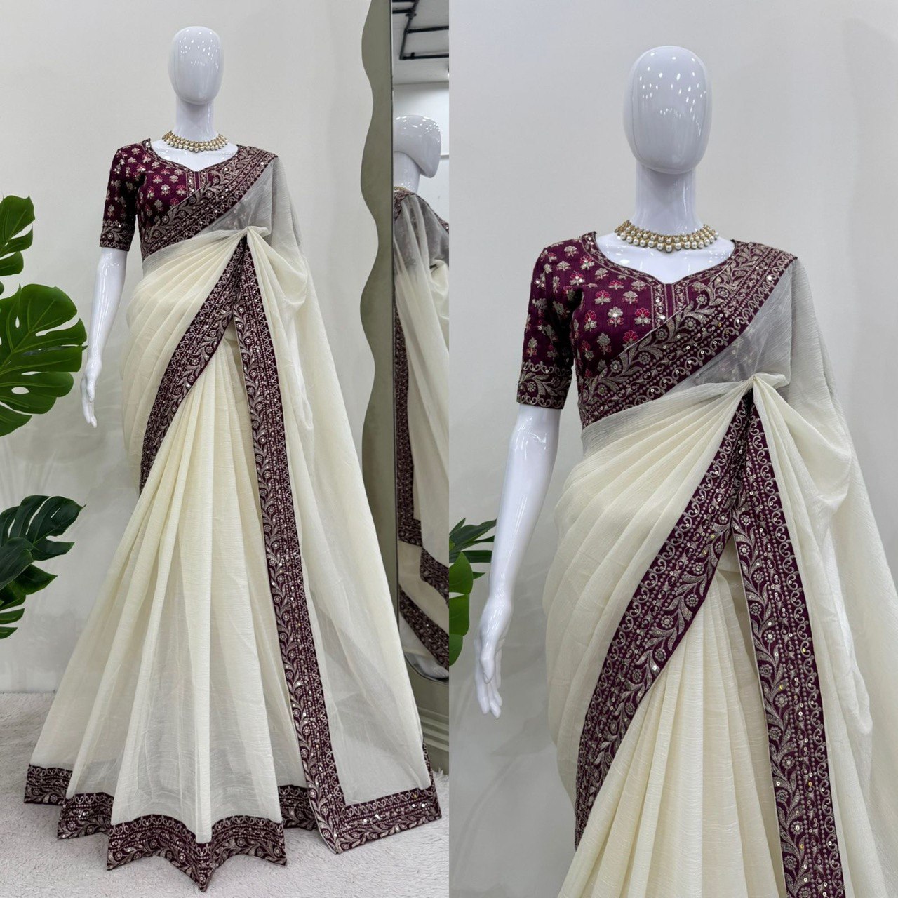 Looking some one for this same colour beautiful Designer Saree on Crunchy Silk Febric with Thred & Sequnce work and Blouse on Mono Benglori Silk Febric With Thred & Sequnce work.