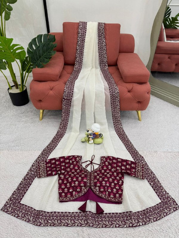 Looking some one for this same colour beautiful Designer Saree on Crunchy Silk Febric with Thred & Sequnce work and Blouse on Mono Benglori Silk Febric With Thred & Sequnce work.