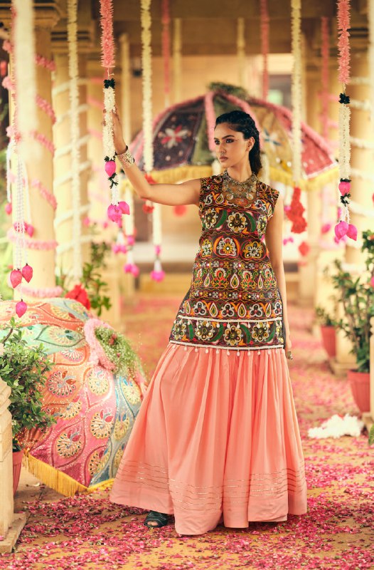 LEHENGA CHOLI WITH PURE RAYON FABRIC FULL FLAIR & GOTA RIBBIN