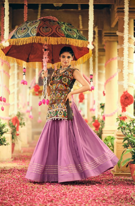 LEHENGA CHOLI WITH PURE RAYON FABRIC FULL FLAIR & GOTA RIBBIN