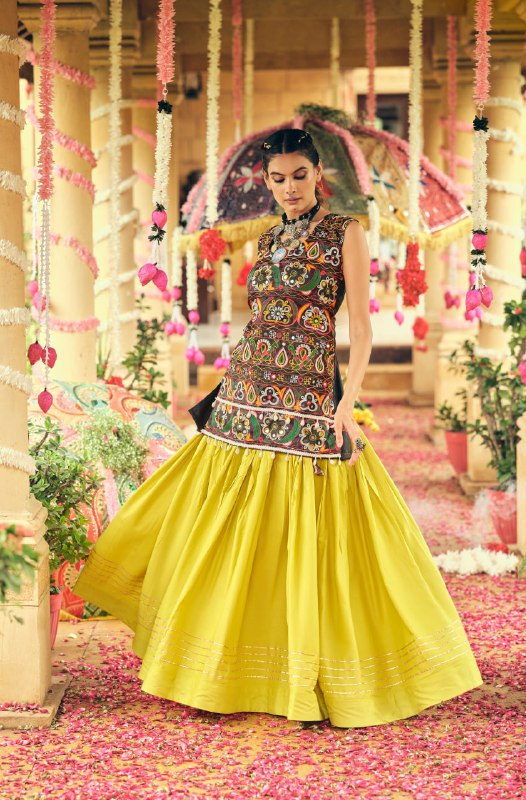 LEHENGA CHOLI WITH PURE RAYON FABRIC FULL FLAIR & GOTA RIBBIN