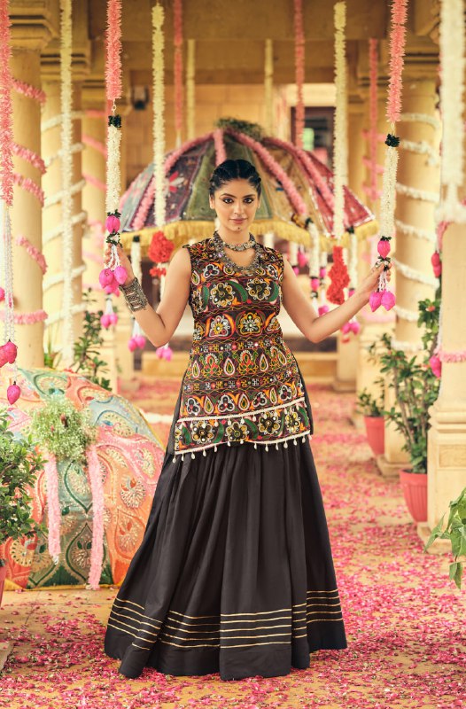 LEHENGA CHOLI WITH PURE RAYON FABRIC FULL FLAIR & GOTA RIBBIN