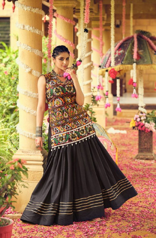 LEHENGA CHOLI WITH PURE RAYON FABRIC FULL FLAIR & GOTA RIBBIN