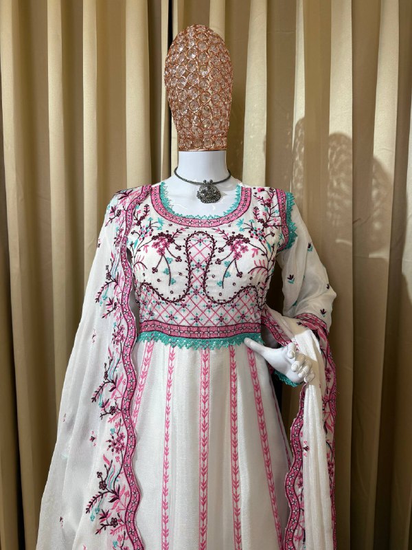 ANARKALI SET SUPERHIT TRENDING GOWN & DUPATTA SET WITH FULL EMBROIDERY WORK ON CHINON FABRIC