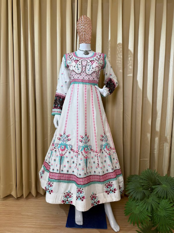 ANARKALI SET SUPERHIT TRENDING GOWN & DUPATTA SET WITH FULL EMBROIDERY WORK ON CHINON FABRIC