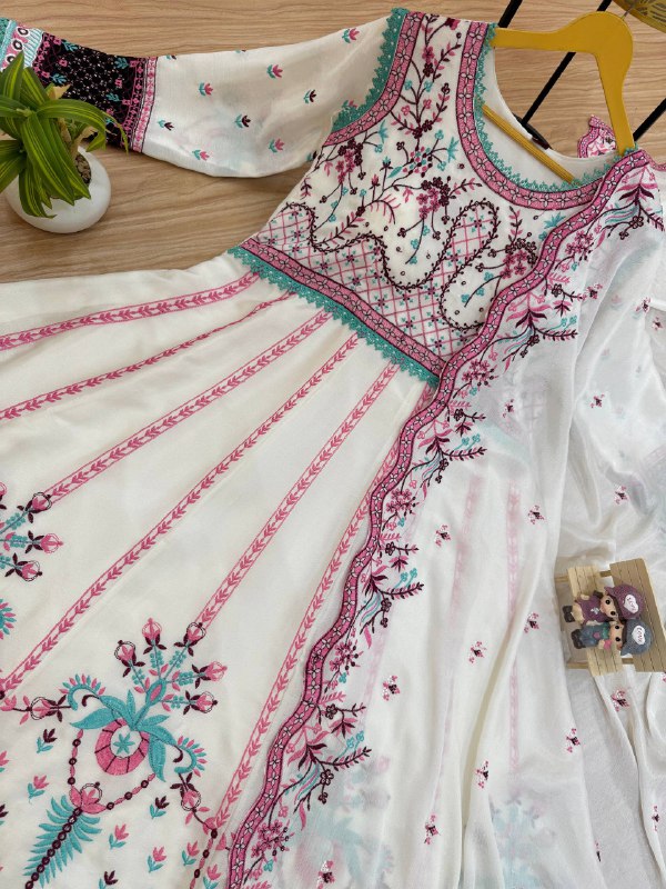 ANARKALI SET SUPERHIT TRENDING GOWN & DUPATTA SET WITH FULL EMBROIDERY WORK ON CHINON FABRIC