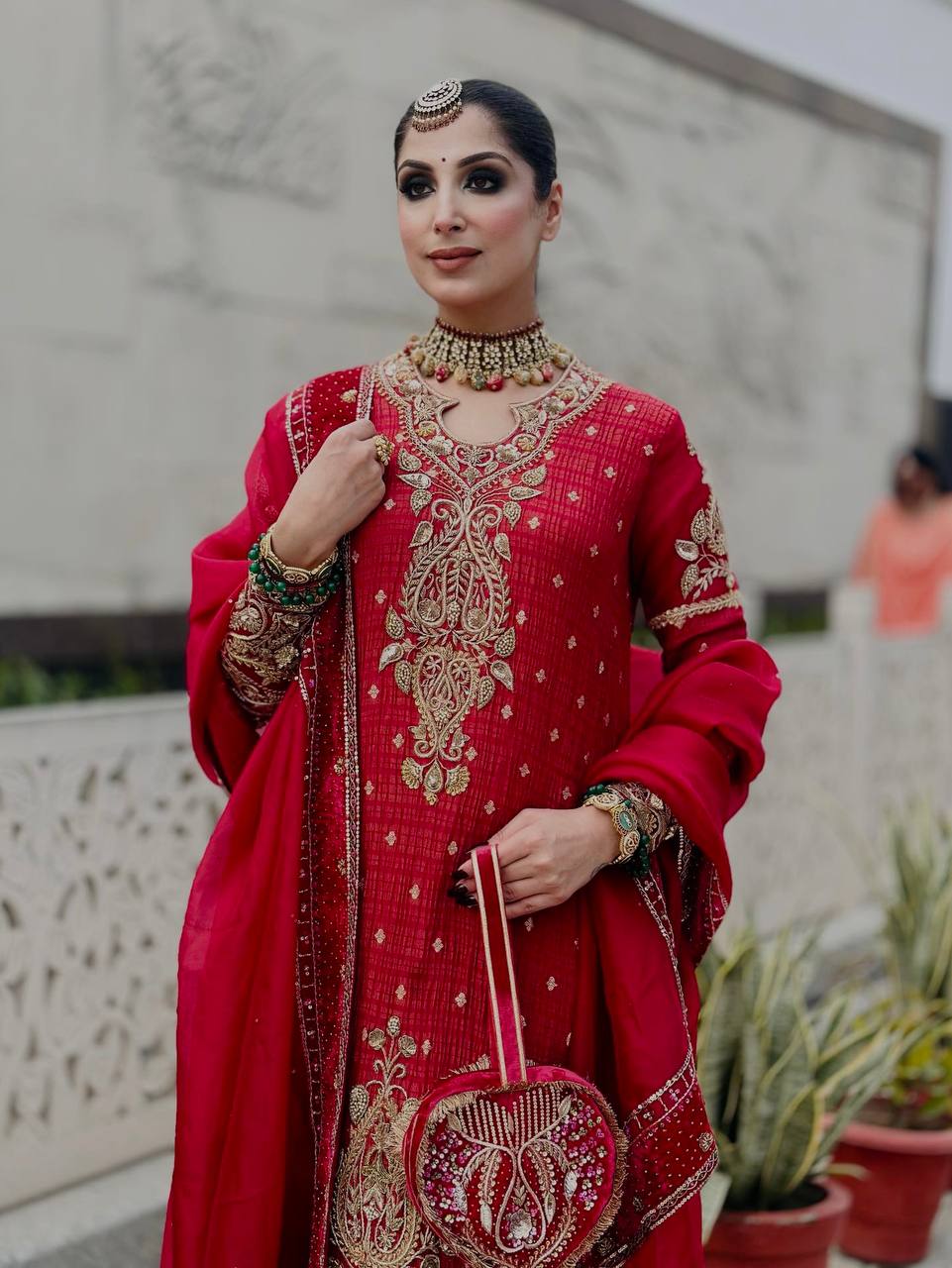 New Designer Collection In CRUNCHY SILK With Heavy Embroidery Sequence Work Top-Bottom And Dupatta Set Fully Stitched Ready To Wear