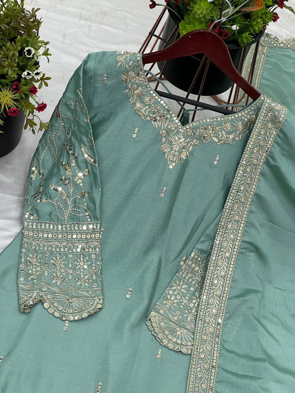 Top-Plazzo and Dupatta With Heavy Embroidery Work
