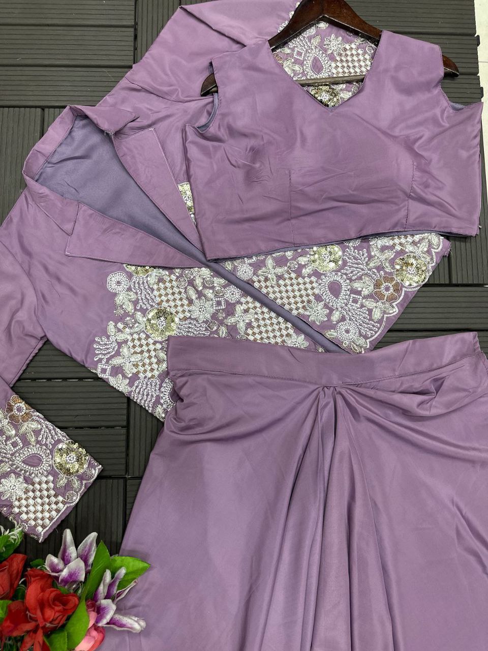 Trending Party Wear Koti with Lehenga