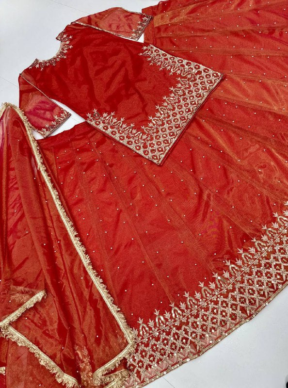 DESIGNER EMBROIDERY SEQUENCE WORK TOP LEHENGAS WITH DUPATTA SET