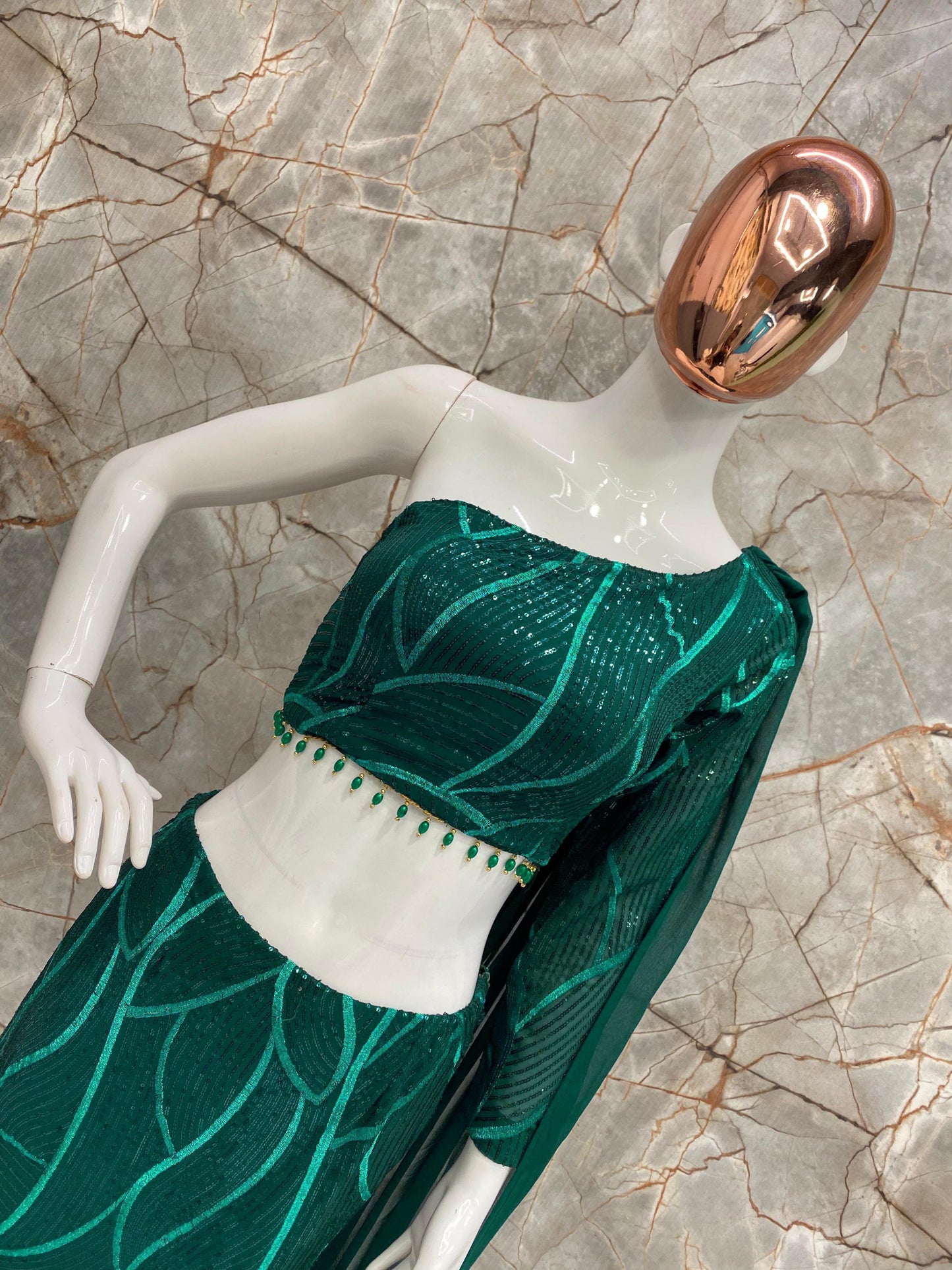 LEHENGA AND BLOUSE WITH ATTACHED DUPATTA SAREE