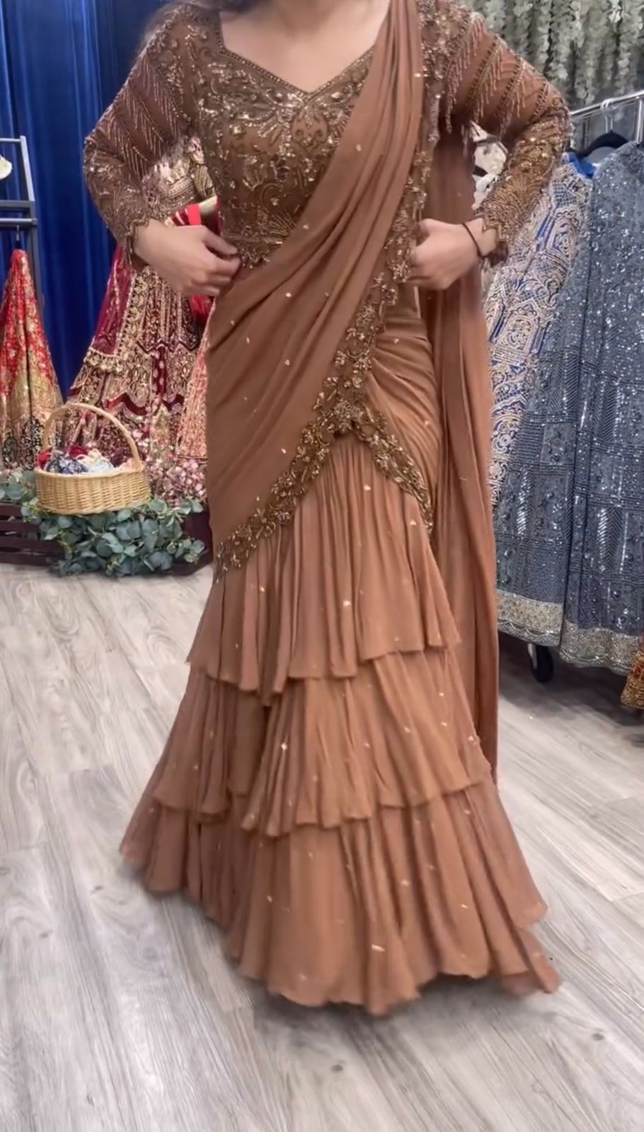 wedding Reday to wear Lehengha saree thread with Sequence with lace broder
