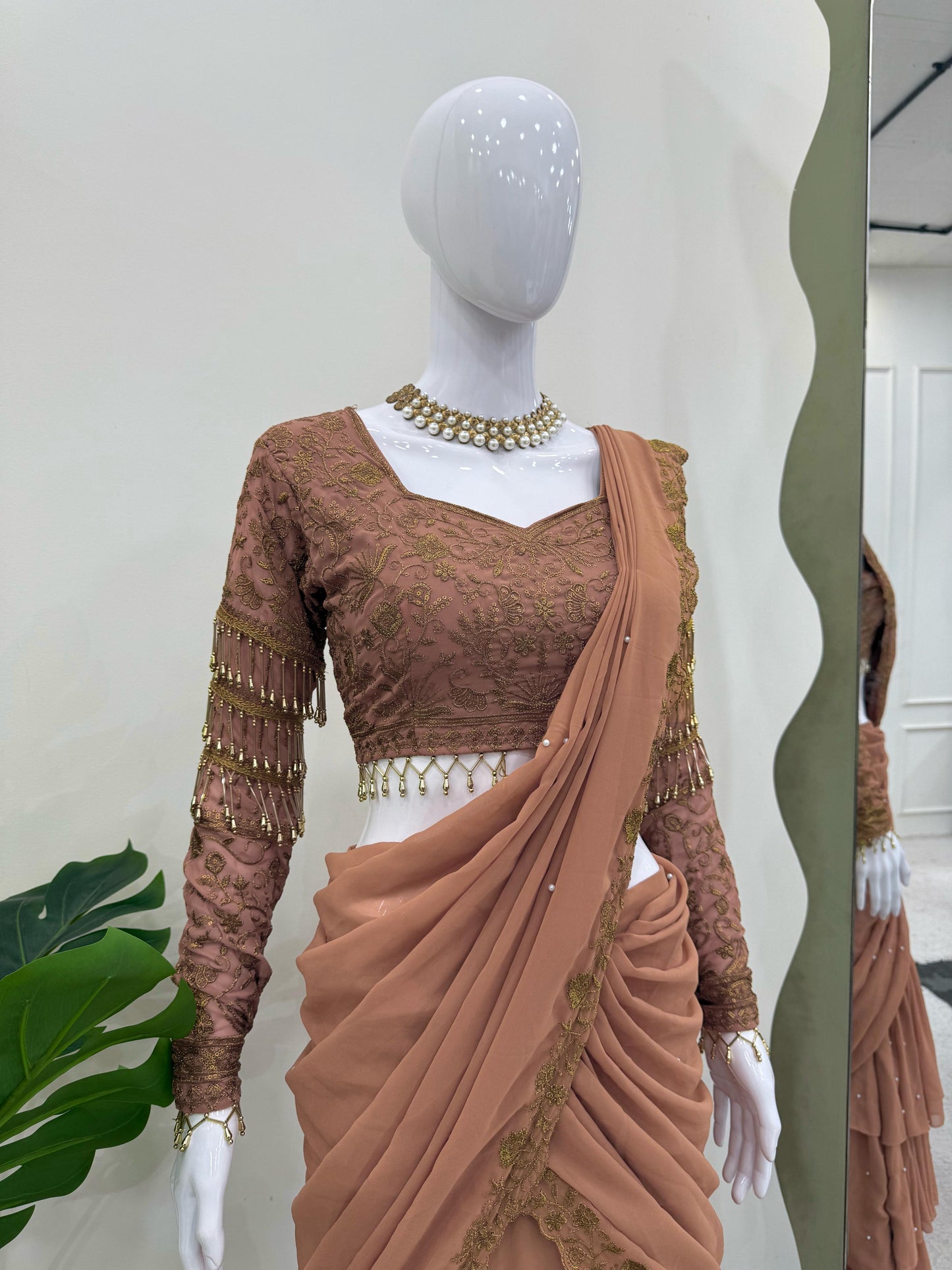 wedding Reday to wear Lehengha saree thread with Sequence with lace broder