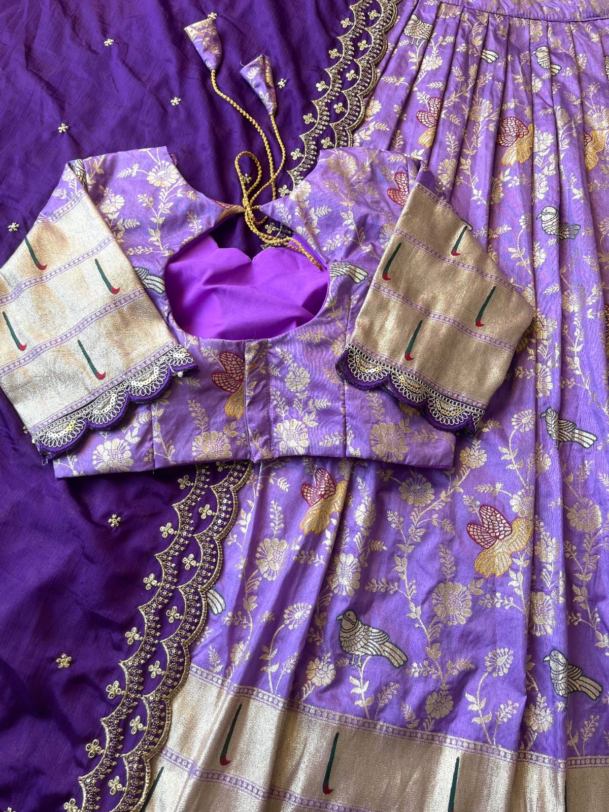 MUNIYA PAITHANI LEHENGHA aithani Dola silk with embroidery cut work lace Lehengha