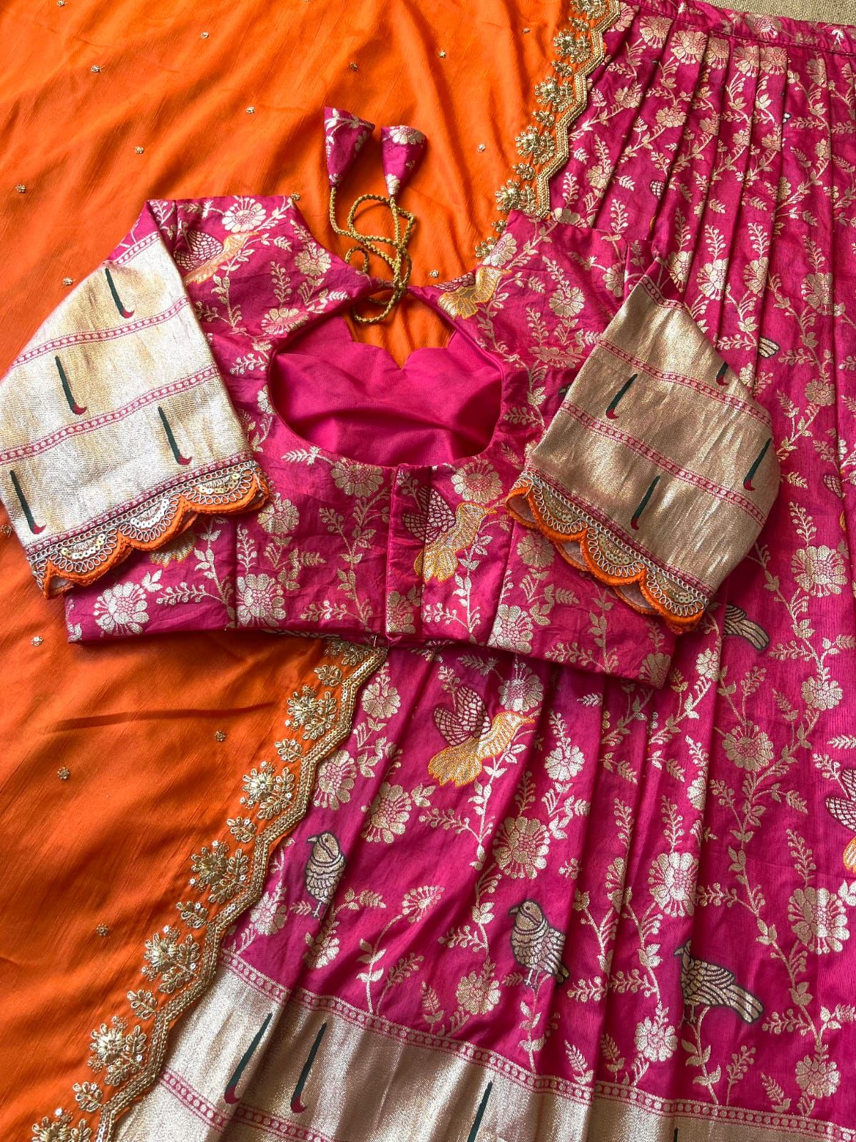 MUNIYA PAITHANI LEHENGHA aithani Dola silk with embroidery cut work lace Lehengha