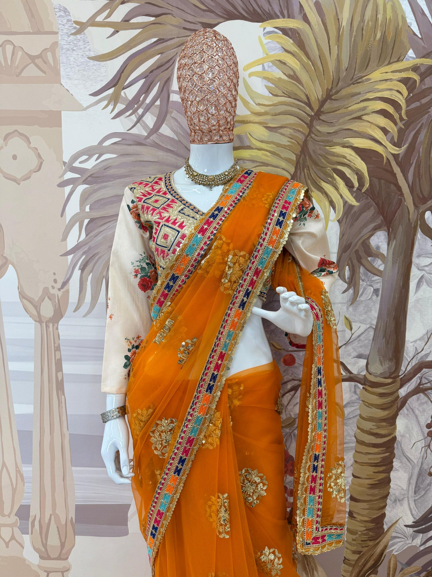 LAUNCHING NEW SUPERHIT DESIGN ON NET FABRIC WITH HEAVY EMBROIDERY & FANCY LACE WORK SAREE WITH STITCH BLOUSE