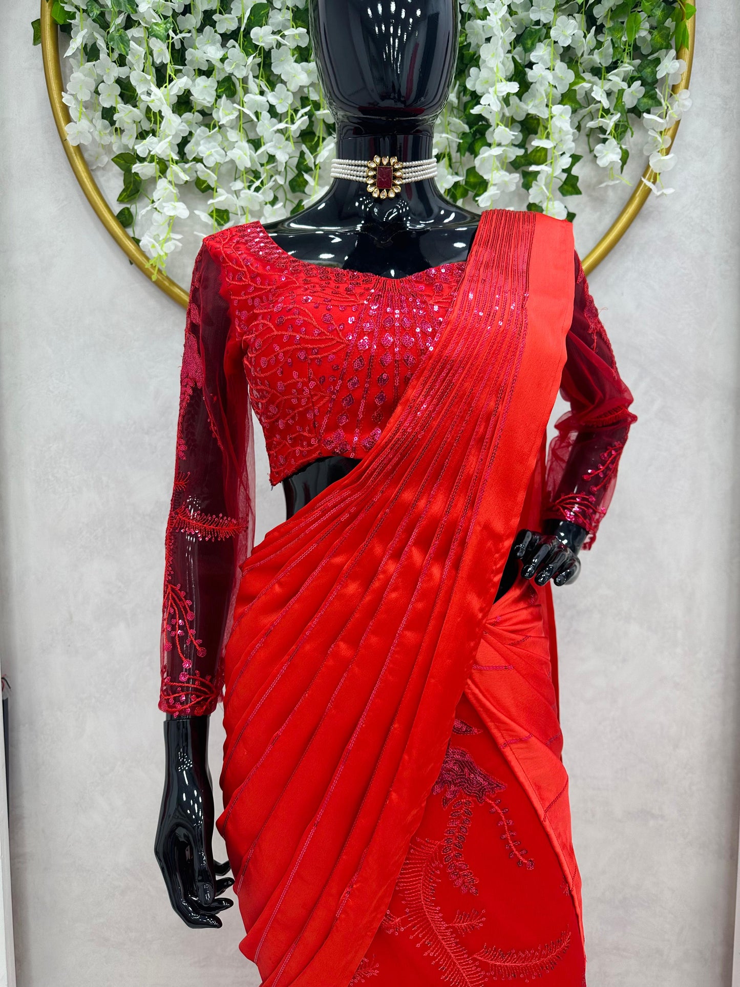 Looking some one for this same colour beautiful Designer Party Wear Lehngha Saree on Satin Silk febric with Thred with Sequence work and blouse on Soft Net febric with inner and Thred with Sequnce work