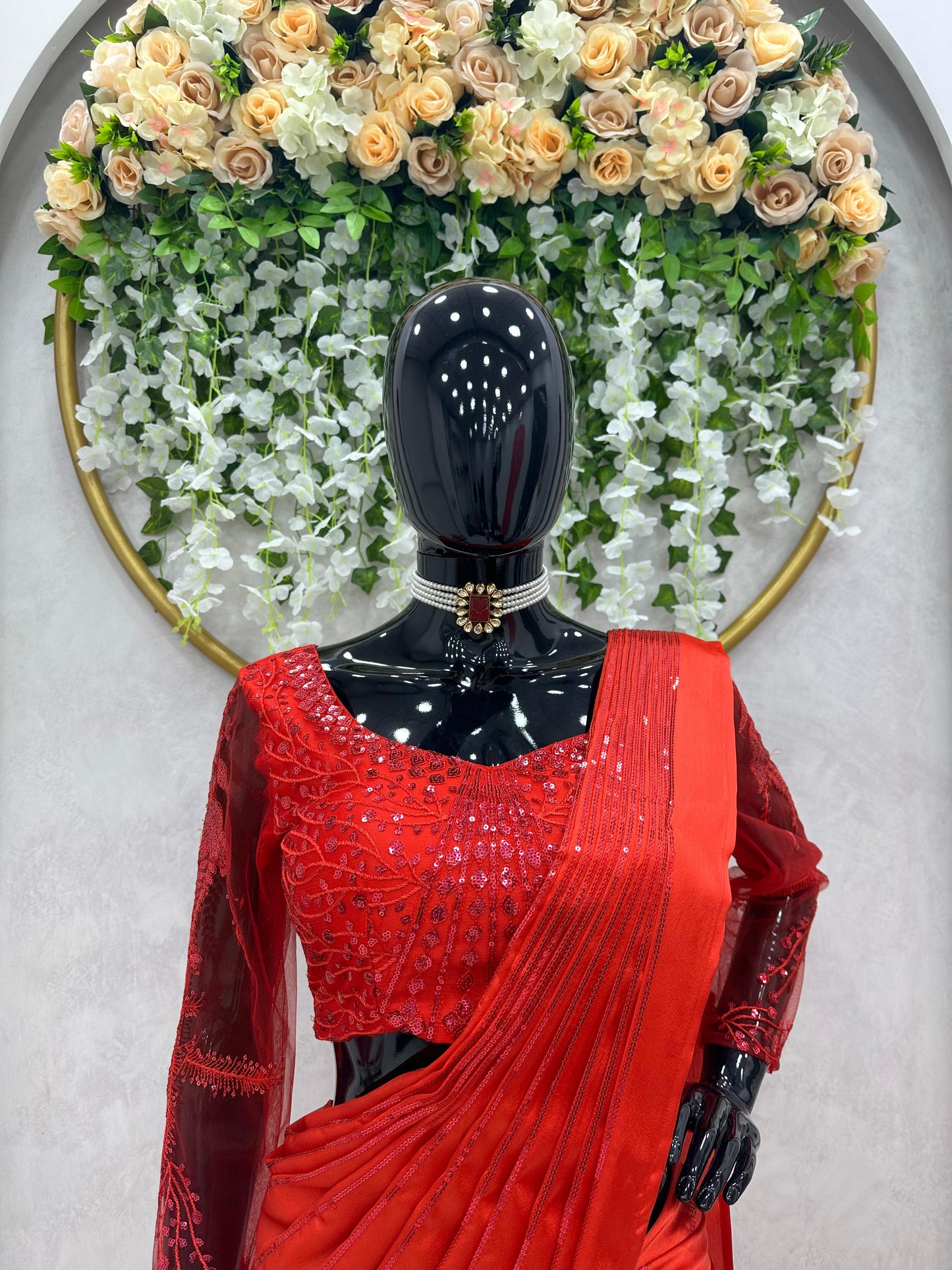 Looking some one for this same colour beautiful Designer Party Wear Lehngha Saree on Satin Silk febric with Thred with Sequence work and blouse on Soft Net febric with inner and Thred with Sequnce work