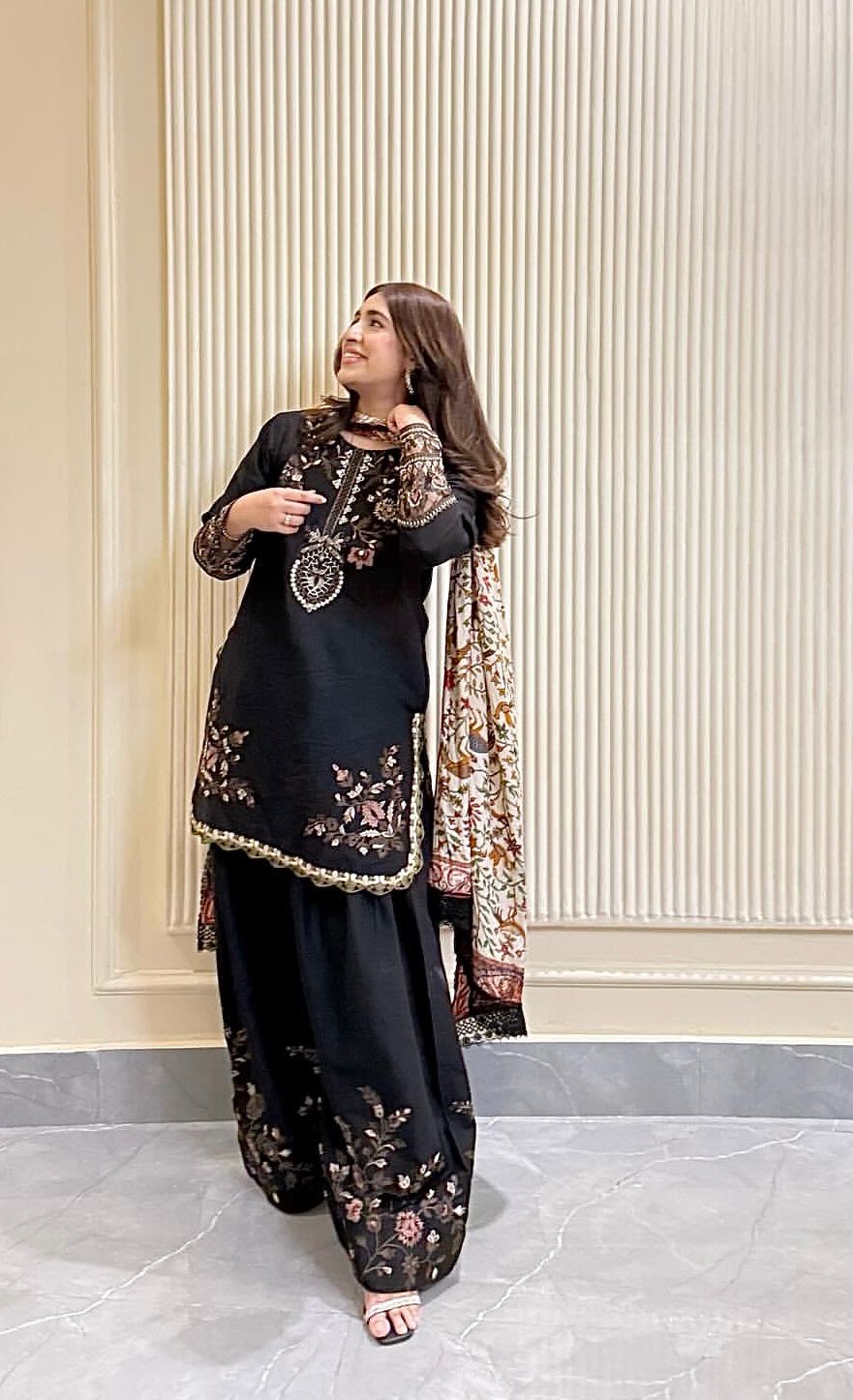 NEW FASHIONABLE COLLECTION 3 PIECE FANCY KURTI WITH BOTTOM AND PRINTED DUPATTA