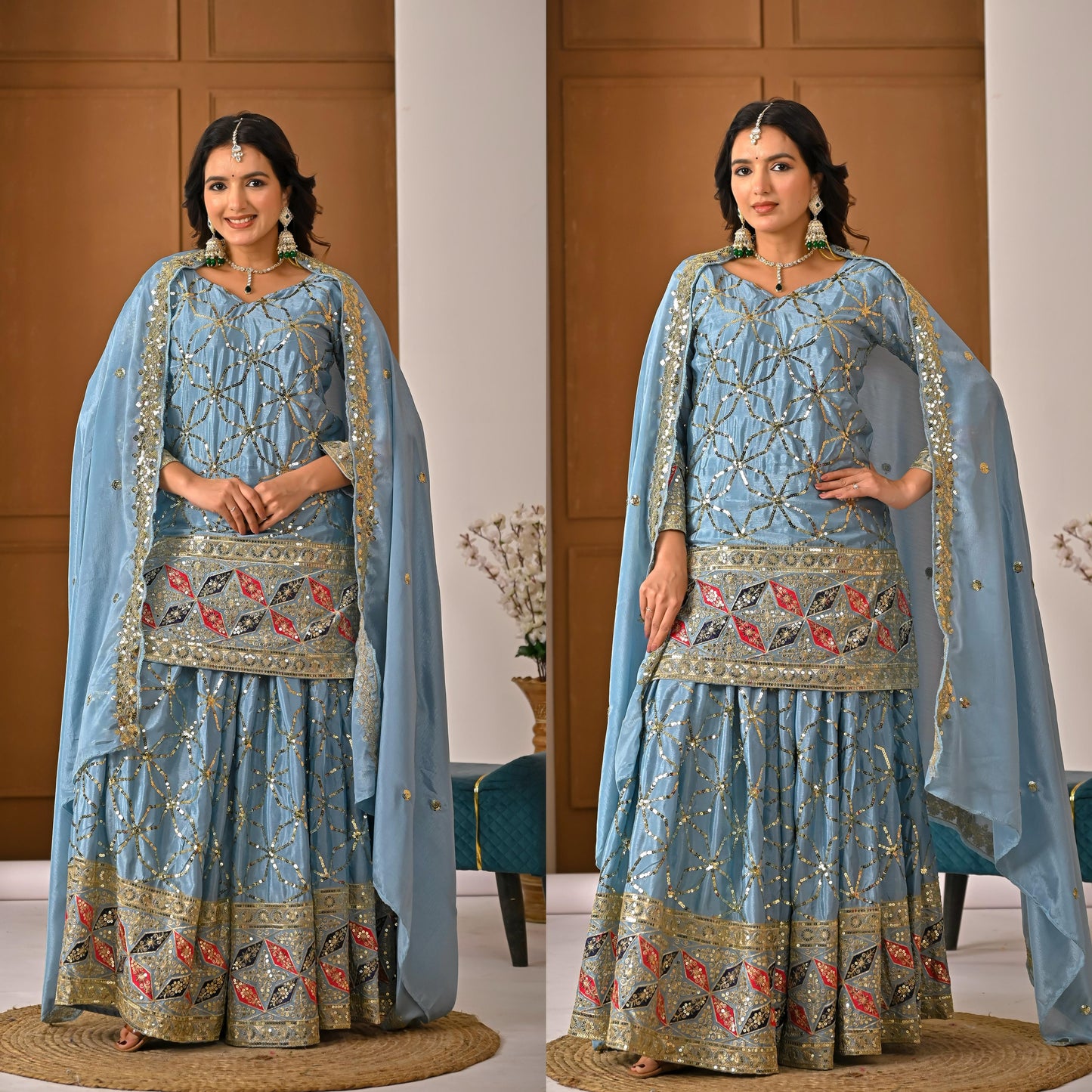 New Designer Party Wear Look Top , Sharara Plazzo and Dupatta