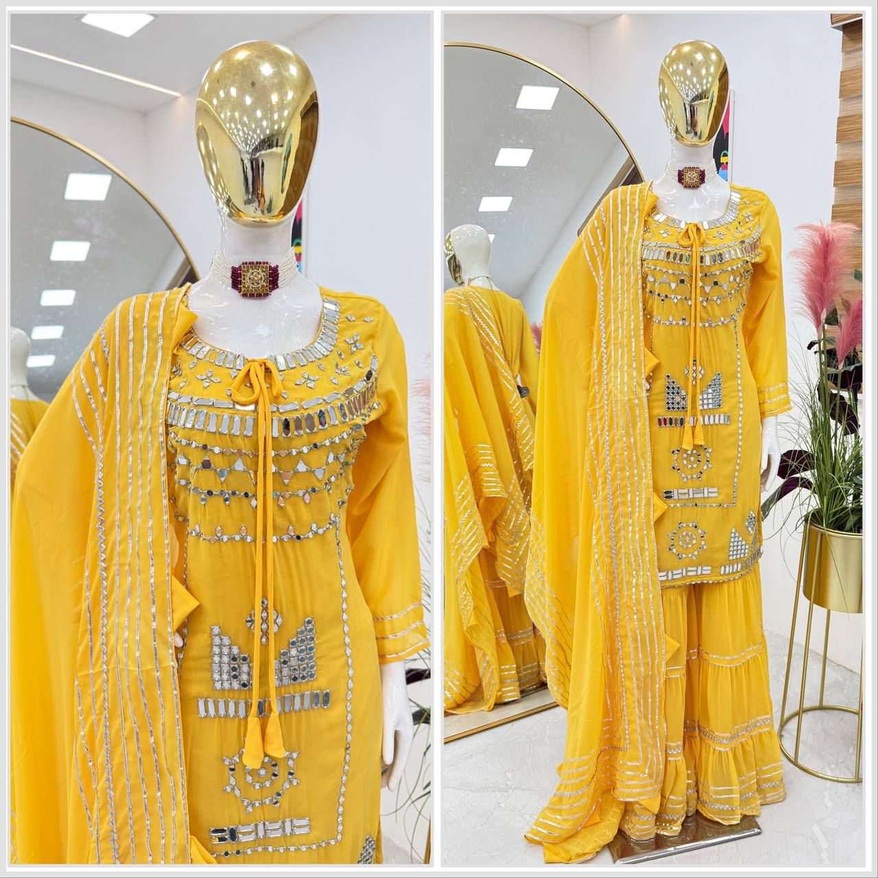 New Designer Party Top Pallazo & Dupatta Set