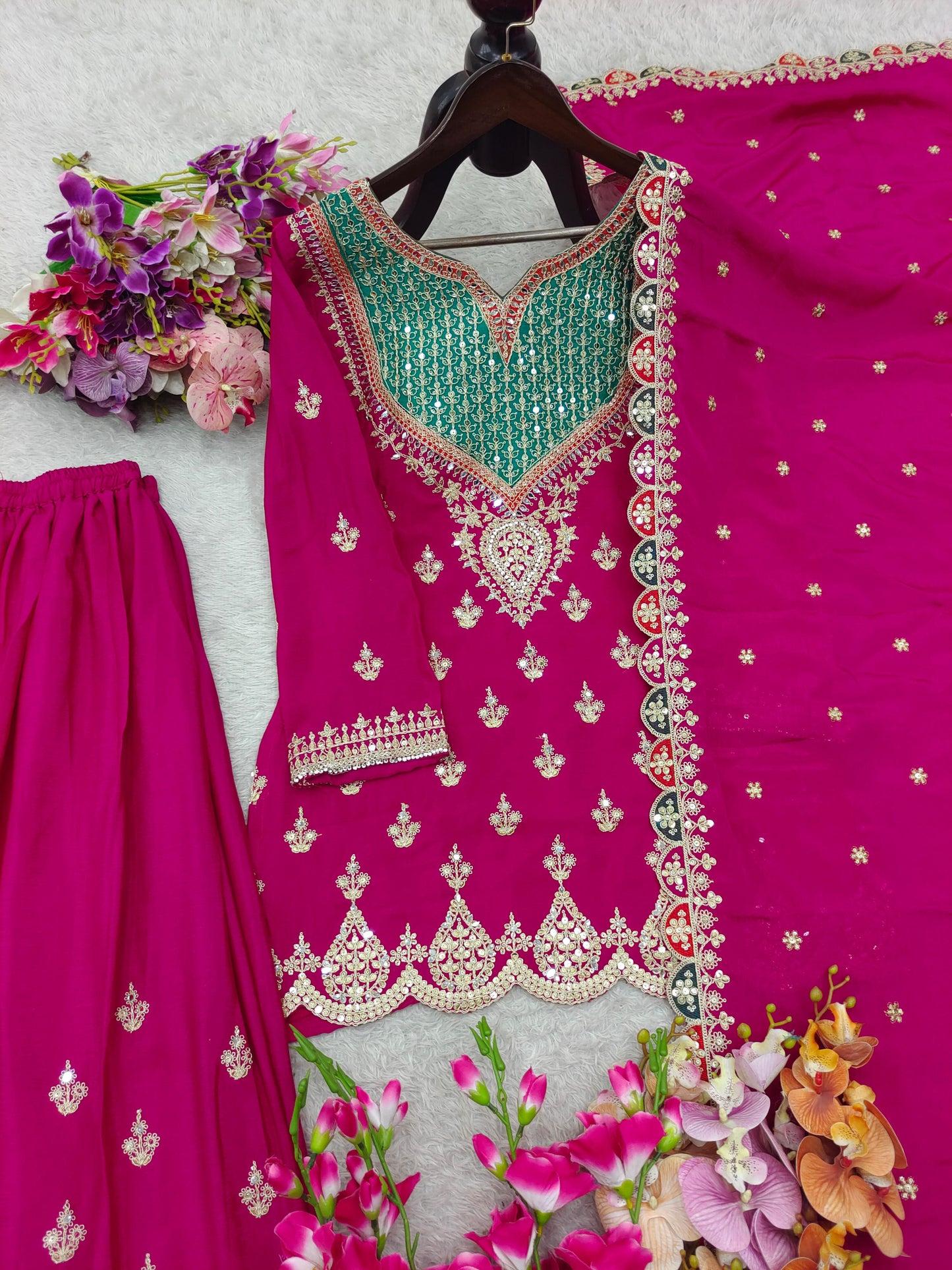 Designer Party Sharara Suit & Dupatta Set