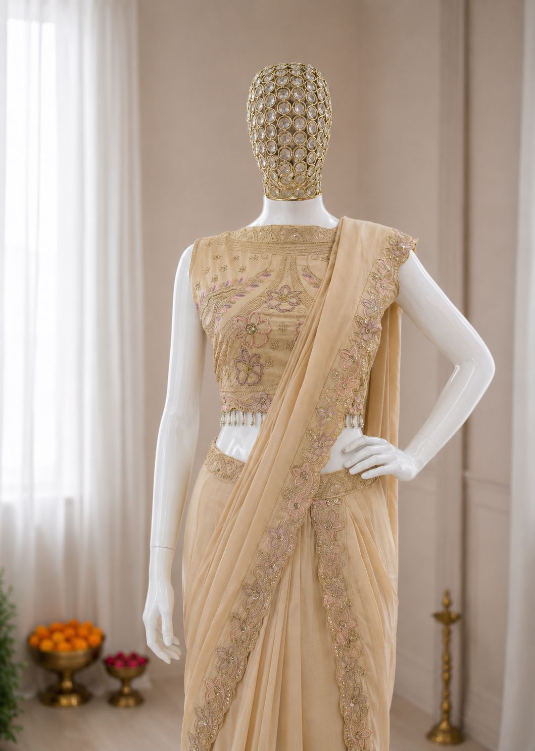 Get festive ready in our new Trending Stylelish Lehenga set With Embroidery Work detailing.