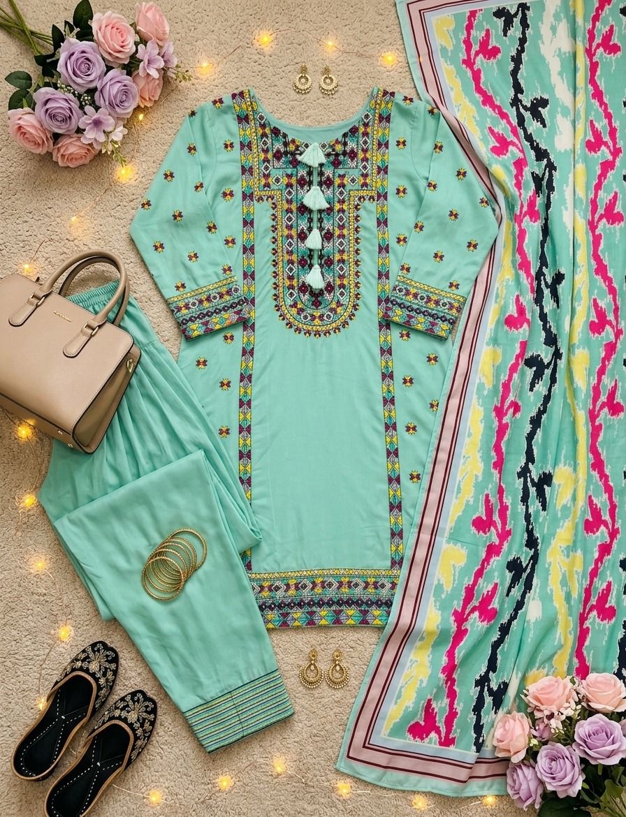 NEW DESIGNER HEAVY NATURAL SILK TOP PLAZZO & DUPATTA SET