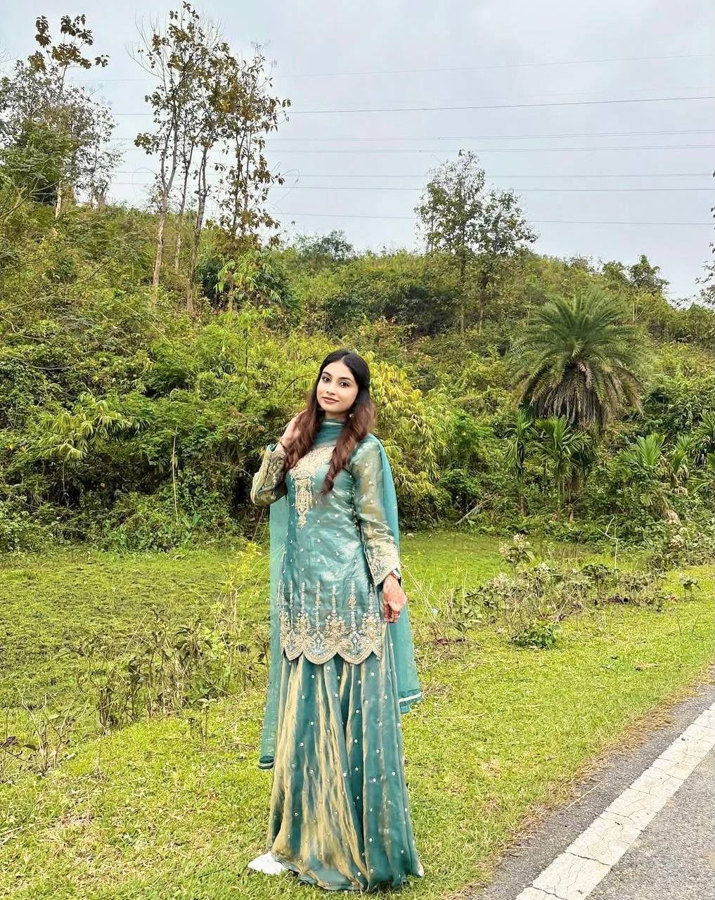 NEW READY TO WEAR COLLECTION FANCY DESIGN EMBROIDERY TOP - PALAZZO WITH DUPATTA