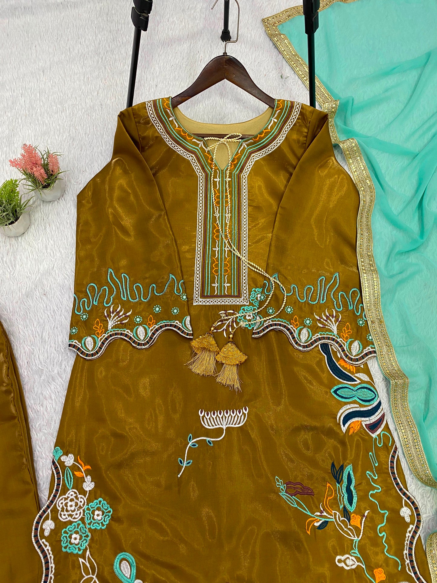 THIS WEDDING SEASON WEAR OUR BEAUTIFUL EMBROIDERED TOP, PANT WITH DUPATTA
