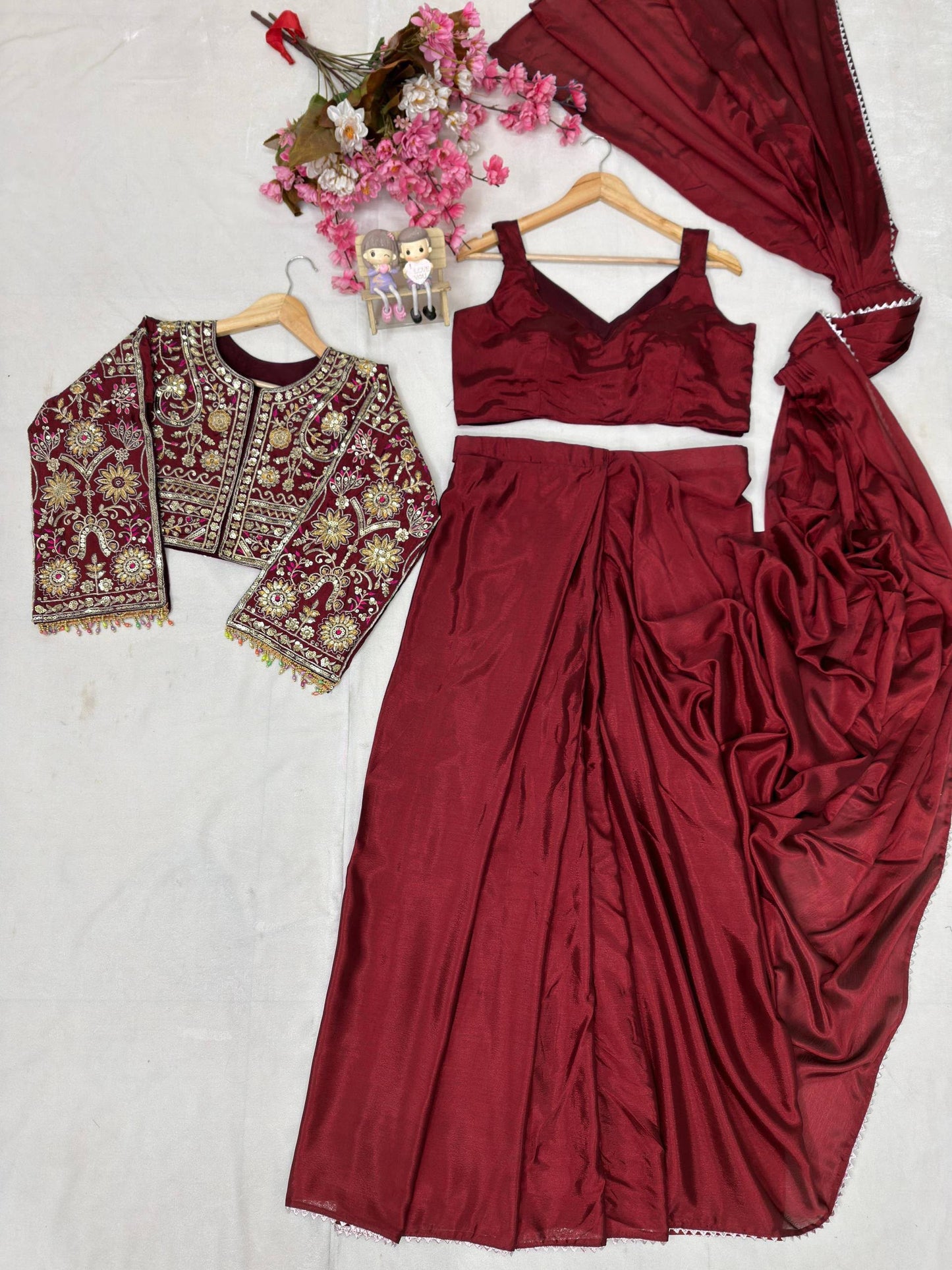 THE BEAUTY OF YOUR WARDROBE WITH THIS NEWLY LAUNCHED READY TO WEAR LEHENGA SAREE DESIGN SET