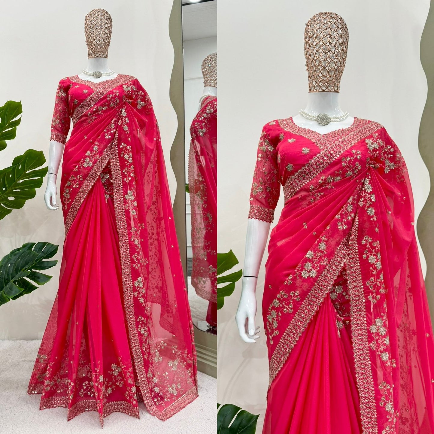 Looking some one for this same colour beautiful Designer Saree on Tibby silk Febric with Thred & Sequnce work and Blouse on also Tibby Silk Febric With Thred & Sequnce work