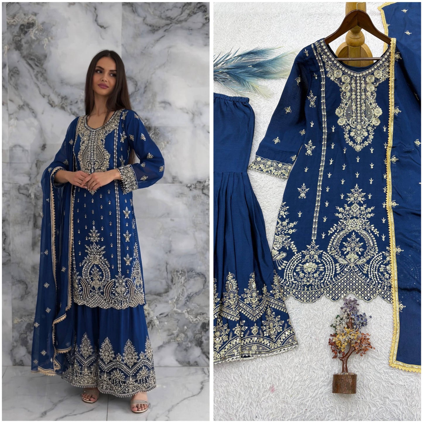 Ready To Wear Collection 3 Piece Fancy Top With Beautiful Sharara And Dupatta