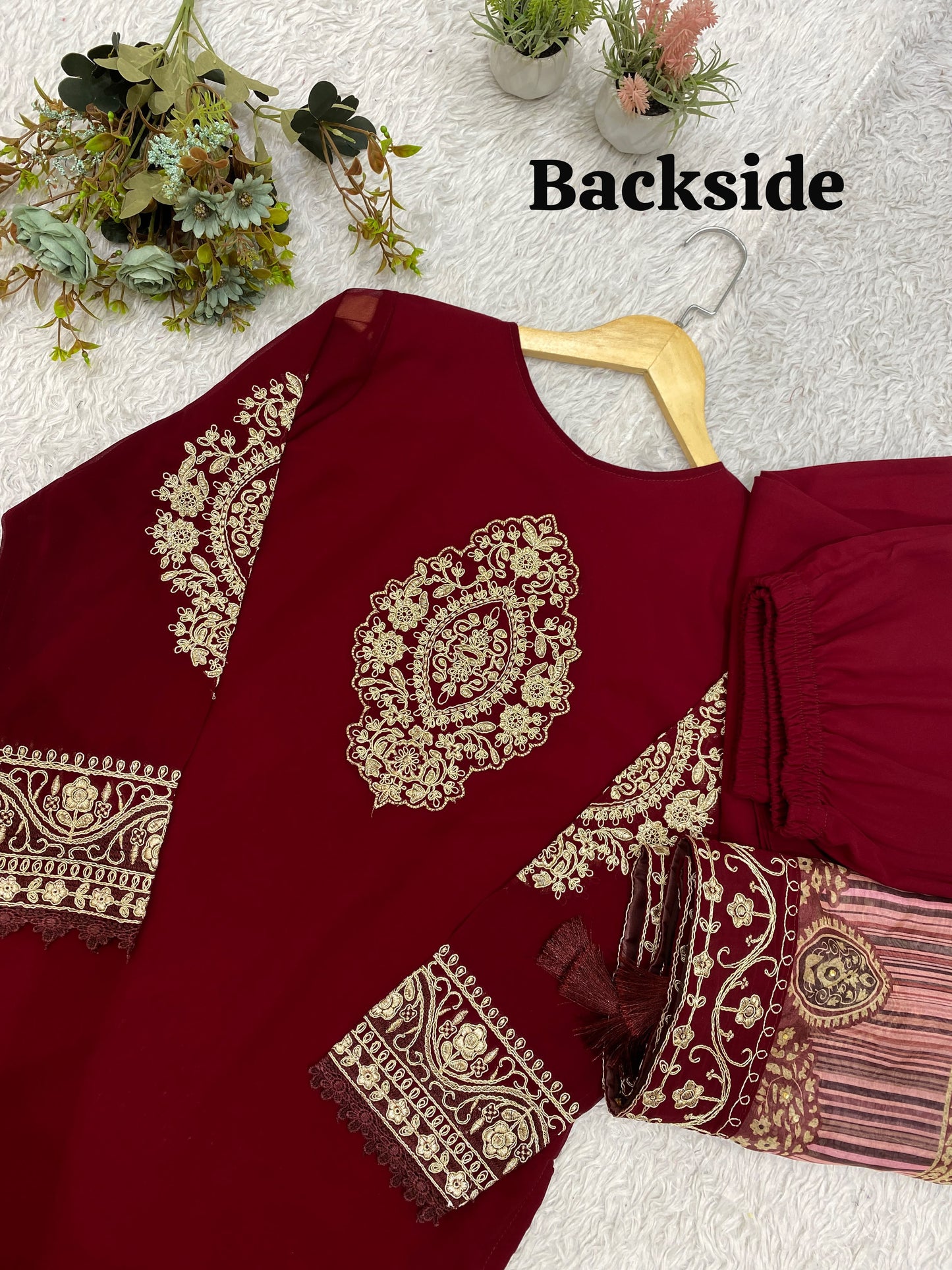 THIS FESTIVAL SEASON WEAR OUR BEAUTIFUL TOP ,PANT AND DUPATTA WITH CORDING EMBROIDERED AND DIAMOND WORKED