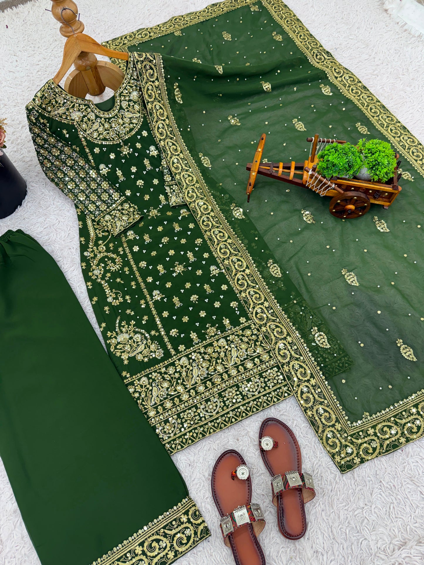 New Designer Party Wear Look Top-Plazzo and Dupatta With Heavy Embroidery Work