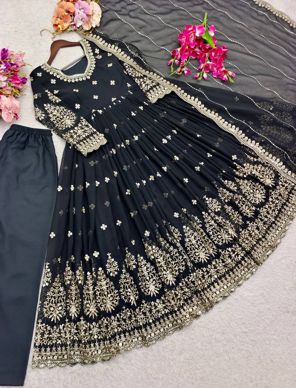 Fox Georgette With Embroidery 5mm Sequences