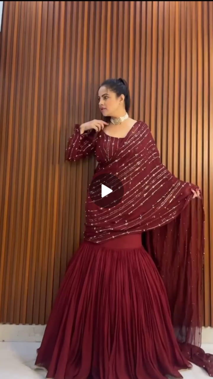LEHENGA-SAREE WITH EMBROIDERED DUPATTA & FULL FLAIR LEHENGA