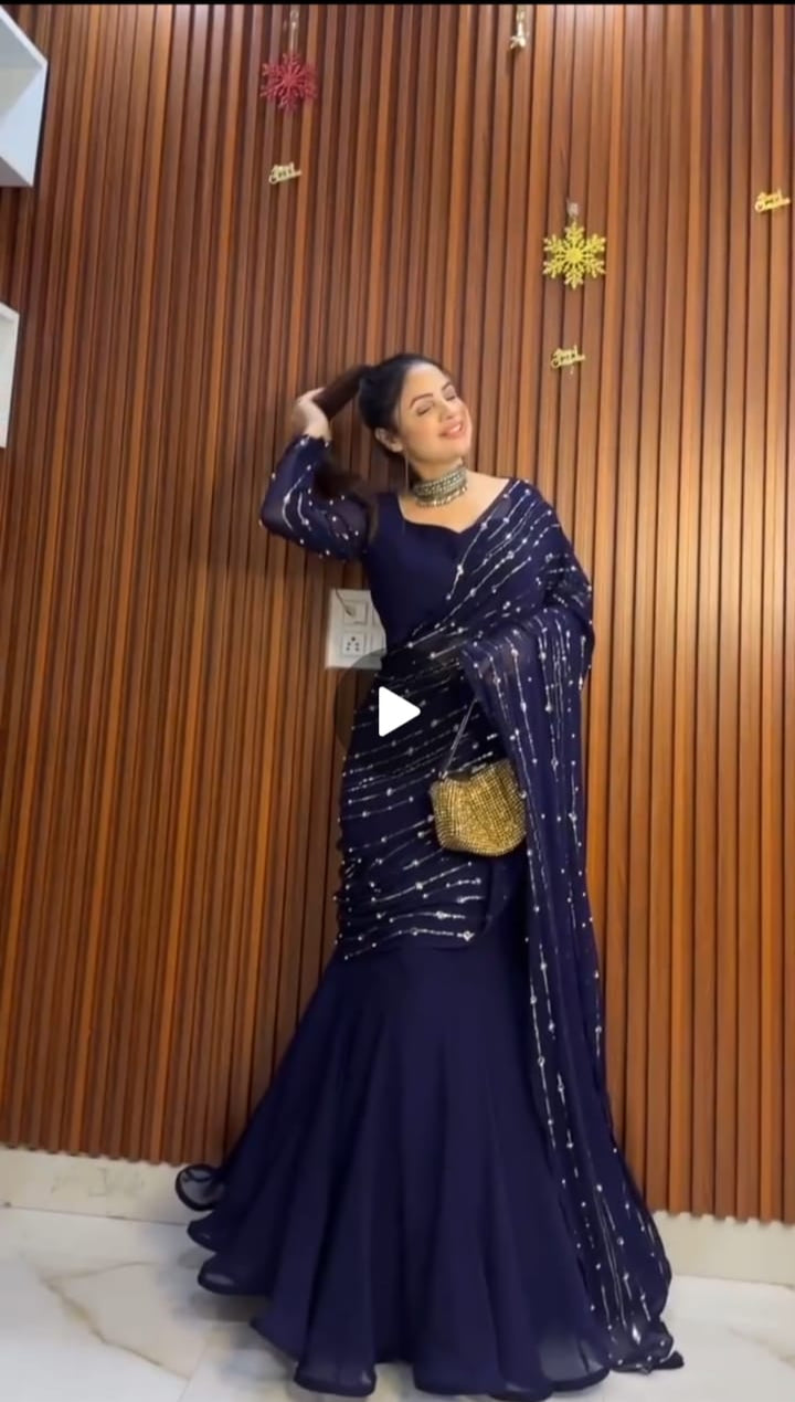 LEHENGA-SAREE WITH EMBROIDERED DUPATTA & FULL FLAIR LEHENGA