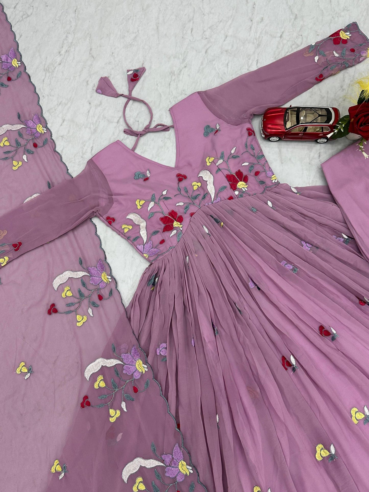Trending Gown pant pair Fox Georgette