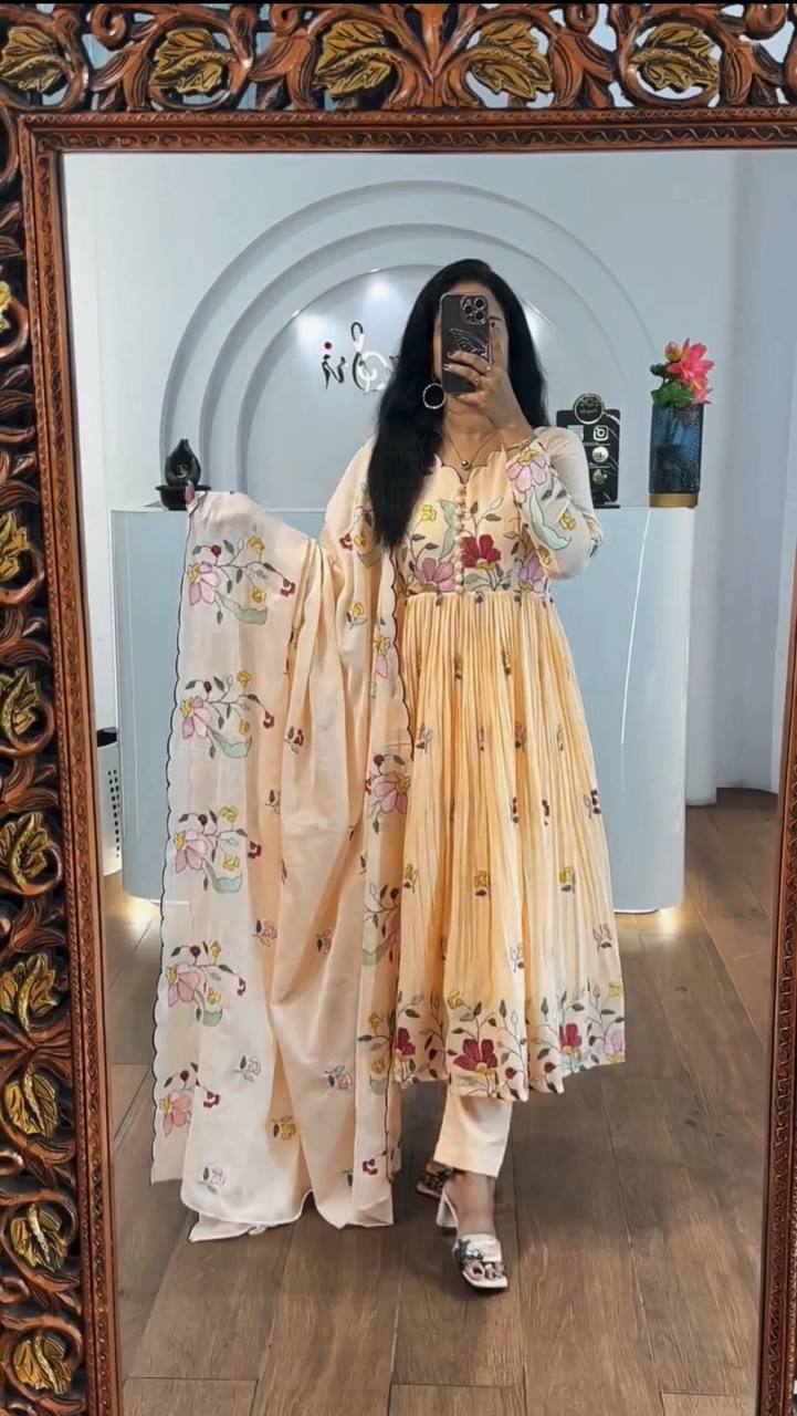 Trending Gown pant pair Fox Georgette