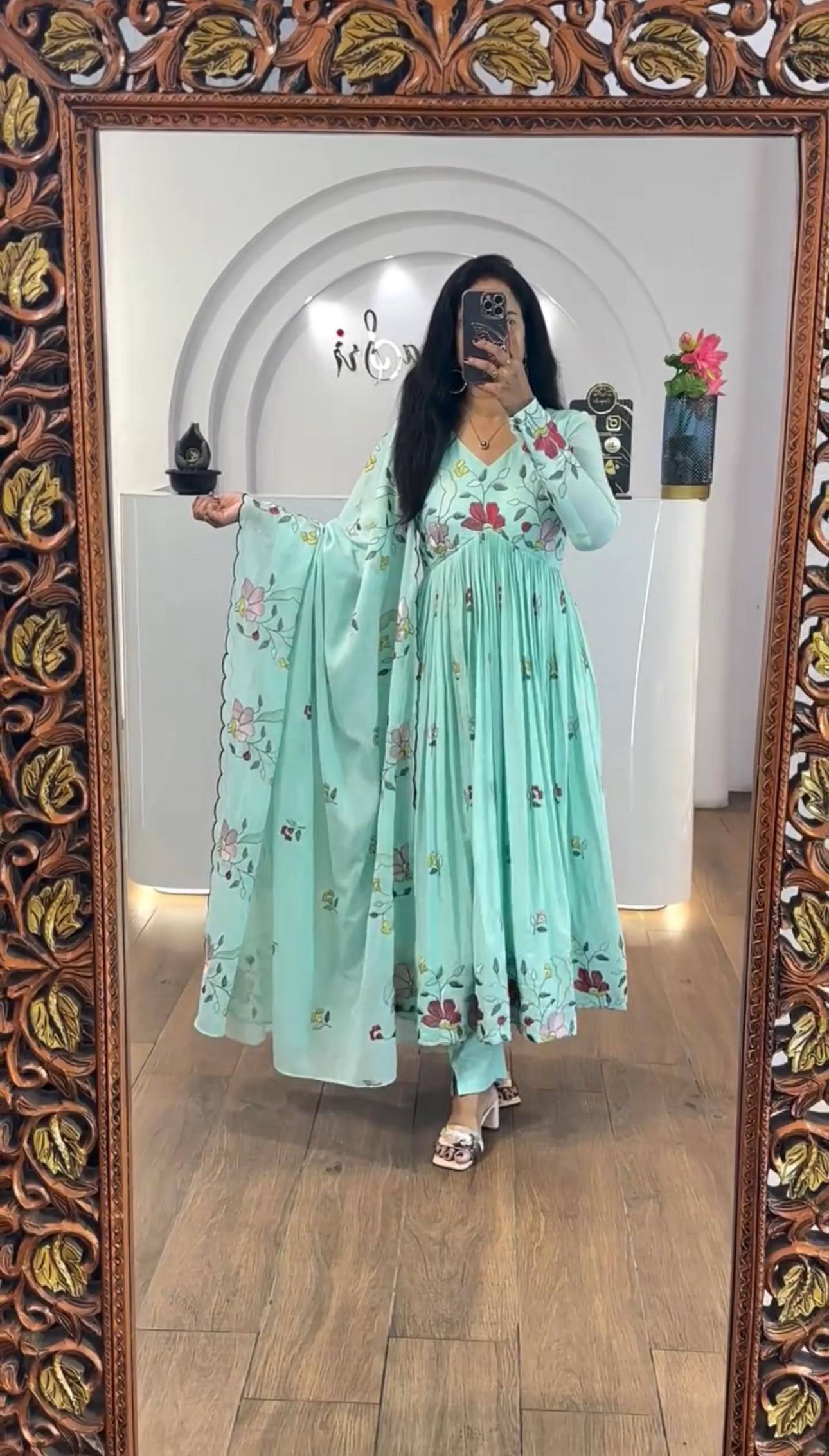 Trending Gown pant pair Fox Georgette